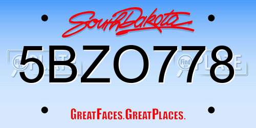 5BZO778 South Dakota License Plate