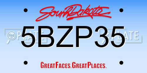 5BZP35 South Dakota License Plate