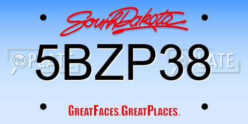 5BZP38 South Dakota License Plate