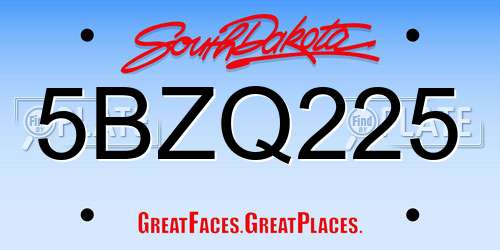 5BZQ225 South Dakota License Plate