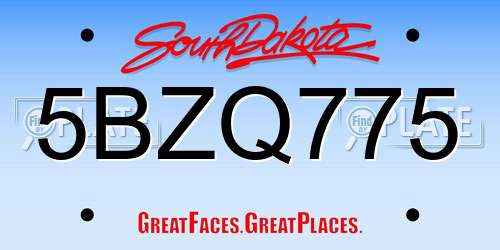 5BZQ775 South Dakota License Plate