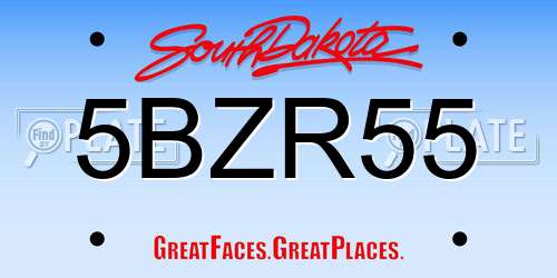 5BZR55 South Dakota License Plate