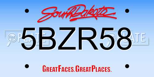 5BZR58 South Dakota License Plate