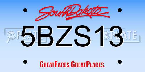 5BZS13 South Dakota License Plate