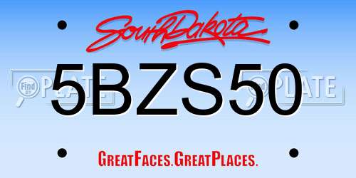 5BZS50 South Dakota License Plate