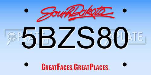 5BZS80 South Dakota License Plate
