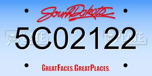 5C02122 South Dakota License Plate