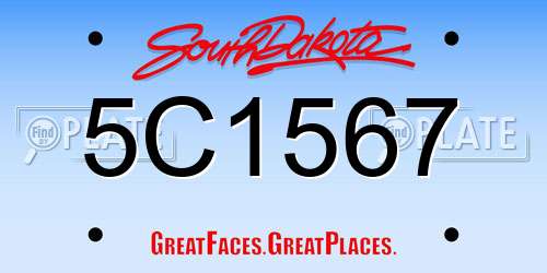 5C1567 South Dakota License Plate