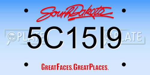 5C15I9 South Dakota License Plate