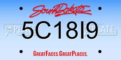5C18I9 South Dakota License Plate