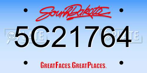 5C21764 South Dakota License Plate