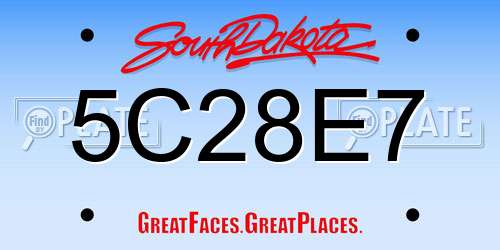 5C28E7 South Dakota License Plate