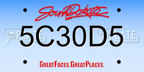 5C30D5 South Dakota License Plate