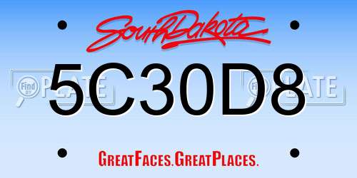 5C30D8 South Dakota License Plate
