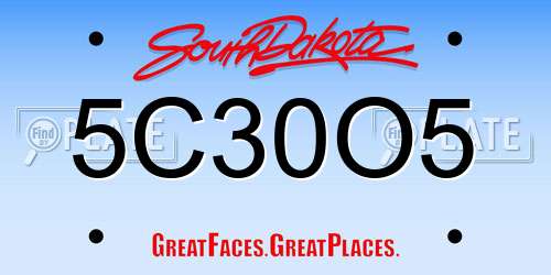 5C30O5 South Dakota License Plate
