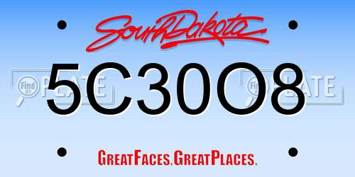 5C30O8 South Dakota License Plate