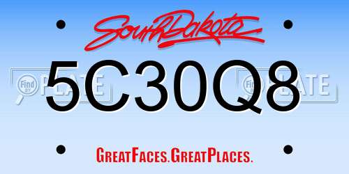 5C30Q8 South Dakota License Plate