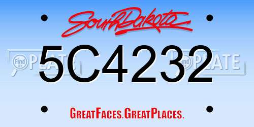 5C4232 South Dakota License Plate