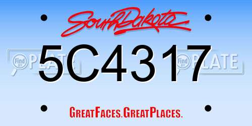 5C4317 South Dakota License Plate