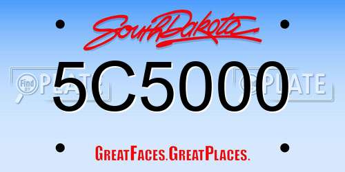5C5000 South Dakota License Plate