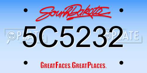 5C5232 South Dakota License Plate
