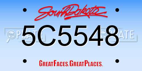 5C5548 South Dakota License Plate