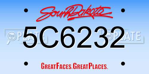 5C6232 South Dakota License Plate