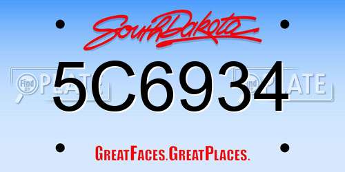 5C6934 South Dakota License Plate