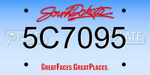 5C7095 South Dakota License Plate