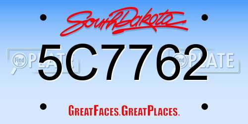 5C7762 South Dakota License Plate