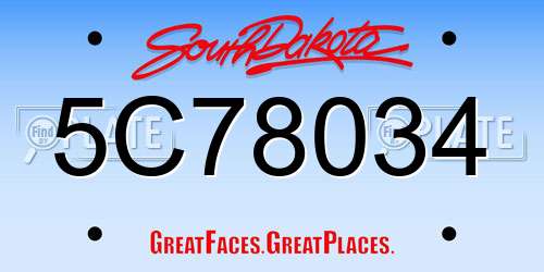 5C78034 South Dakota License Plate