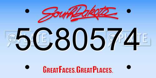 5C80574 South Dakota License Plate