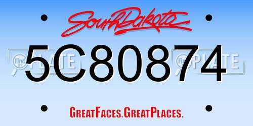 5C80874 South Dakota License Plate