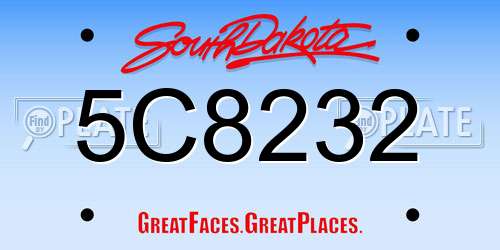 5C8232 South Dakota License Plate