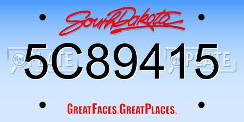 5C89415 South Dakota License Plate