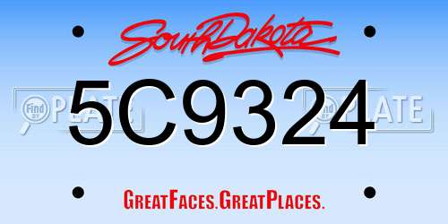 5C9324 South Dakota License Plate