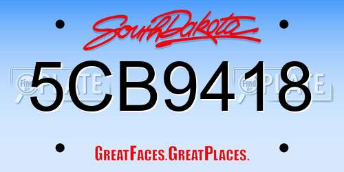 5CB9418 South Dakota License Plate