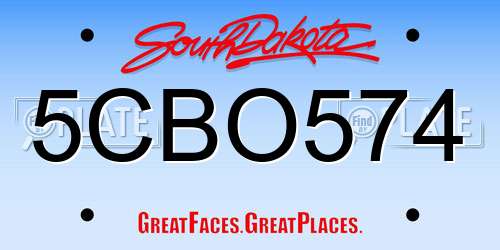 5CBO574 South Dakota License Plate
