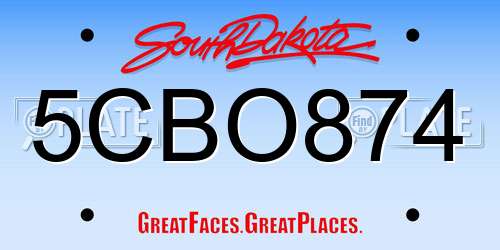 5CBO874 South Dakota License Plate