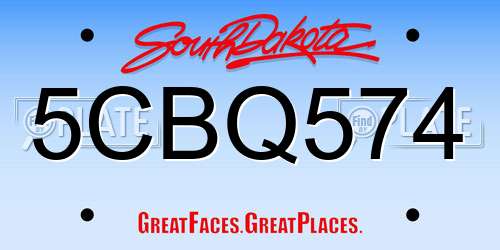 5CBQ574 South Dakota License Plate