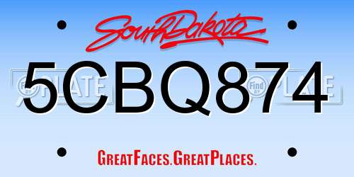 5CBQ874 South Dakota License Plate