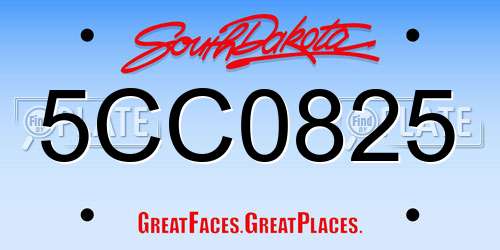 5CC0825 South Dakota License Plate