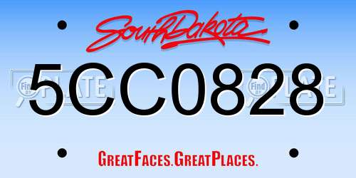 5CC0828 South Dakota License Plate