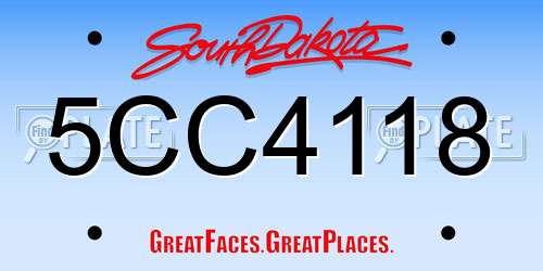 5CC4118 South Dakota License Plate