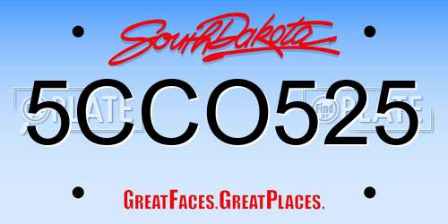 5CCO525 South Dakota License Plate