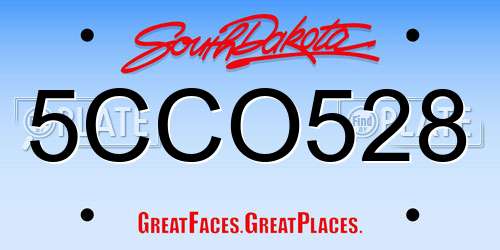 5CCO528 South Dakota License Plate