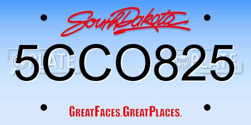 5CCO825 South Dakota License Plate