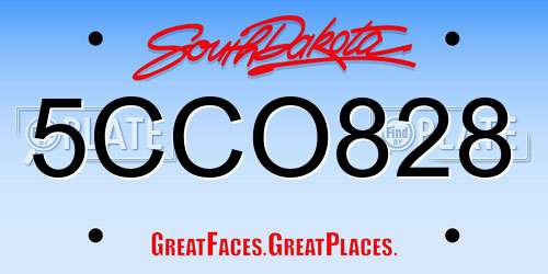 5CCO828 South Dakota License Plate