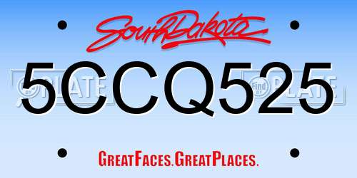 5CCQ525 South Dakota License Plate
