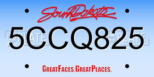 5CCQ825 South Dakota License Plate